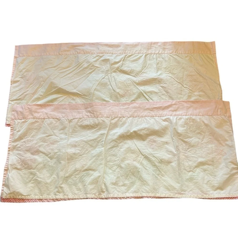 POTTERY BARN KIDS Pink Daisy Garden Flower Embroidered Valance Lot Of 2